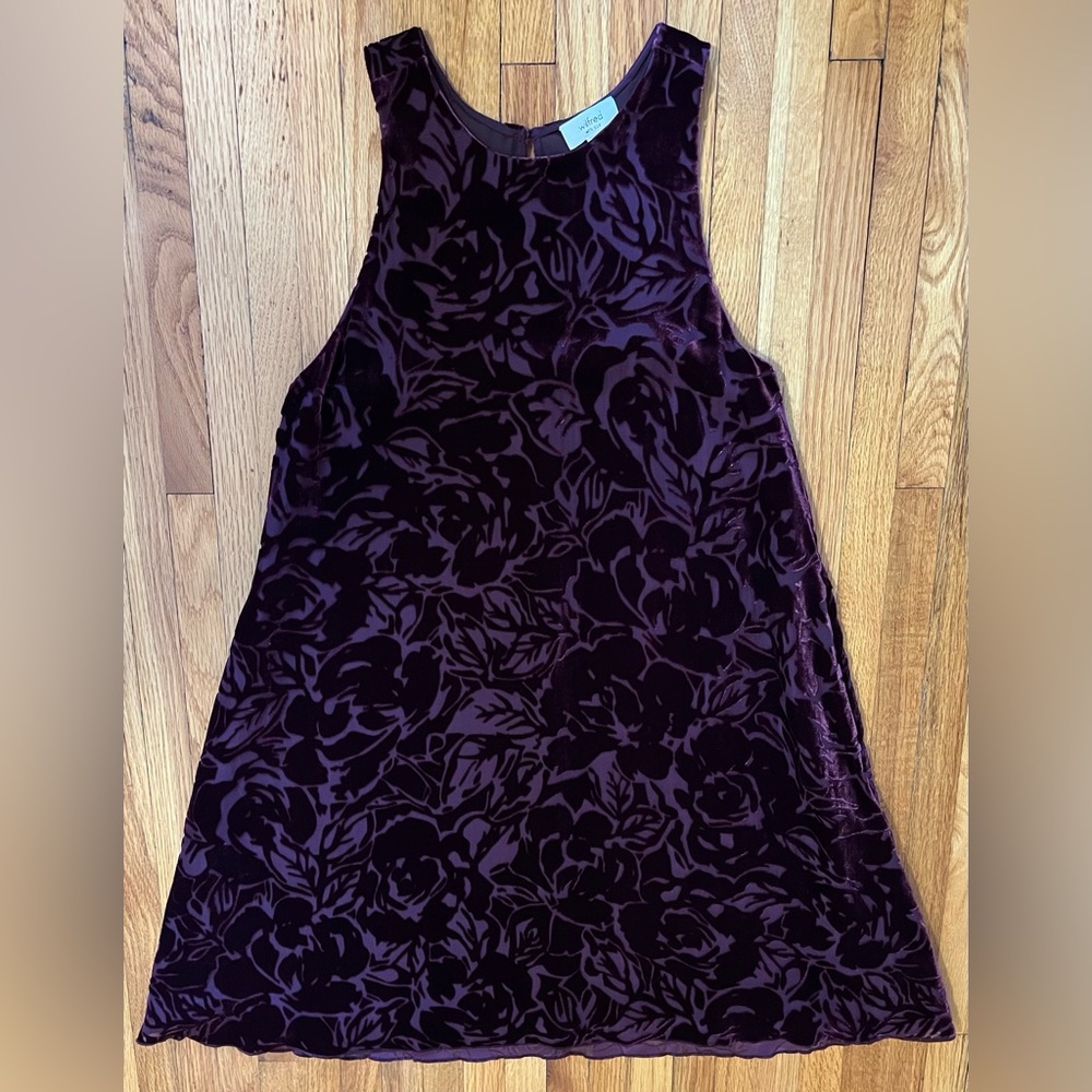 Aritzia Wilfred Trompette Deep Purple Velvet Dress size xxs